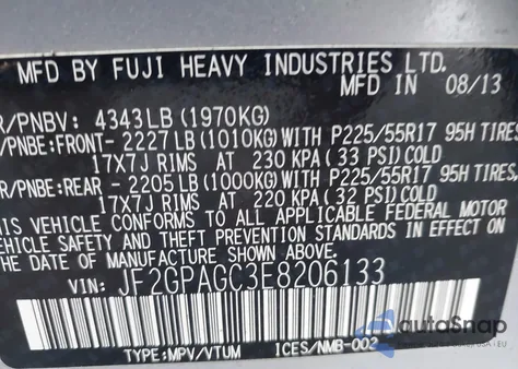 2014 Subaru Xv Crosstrek 2.0I Limited из США, поврежденный, VIN JF2GPAGC3E8206133